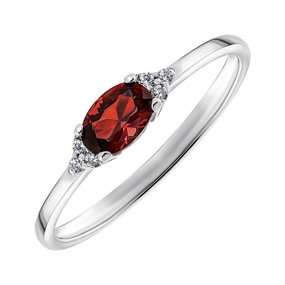 

Серебряное кольцо с гранатом и фианитами 000149096 17 размера
