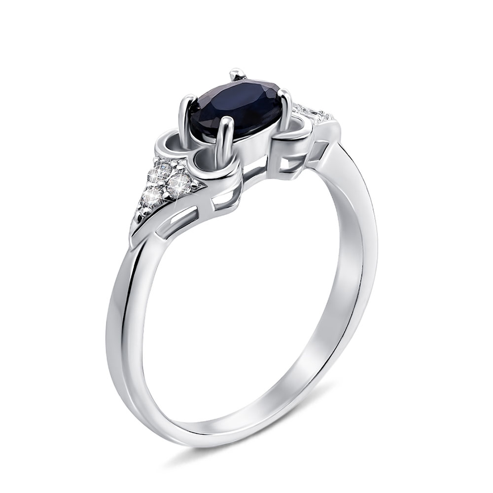 

Серебряное кольцо с сапфиром и фианитами 000132128 17.5 размера
