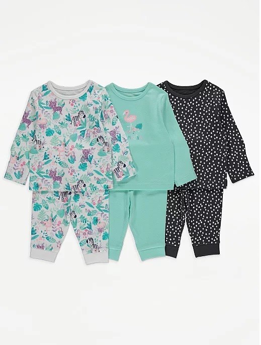 

Комплект пижам George Mint Green Animal Print 62-68 см 3шт разноцветные