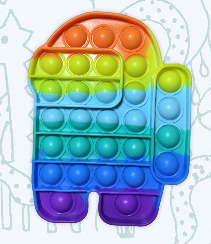 

Игрушка Антистресс Push POP It Bubble Поп Ит "нажми на пузырь" Радужный Амонг Фс
