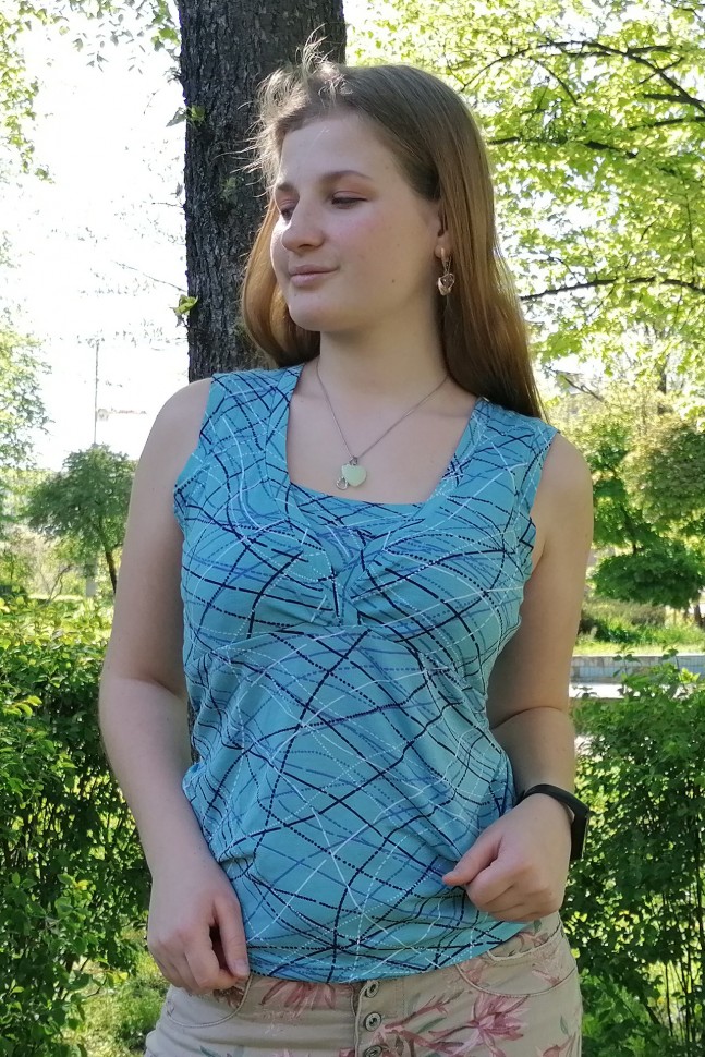 

Майка для кормления Katinka голубая/линии, Майка для кормления Katinka голубая/линии M