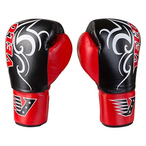 

Боксерские перчатки Velo на шнуровке, кожа, 12oz, красно-черный, VLS3-12R