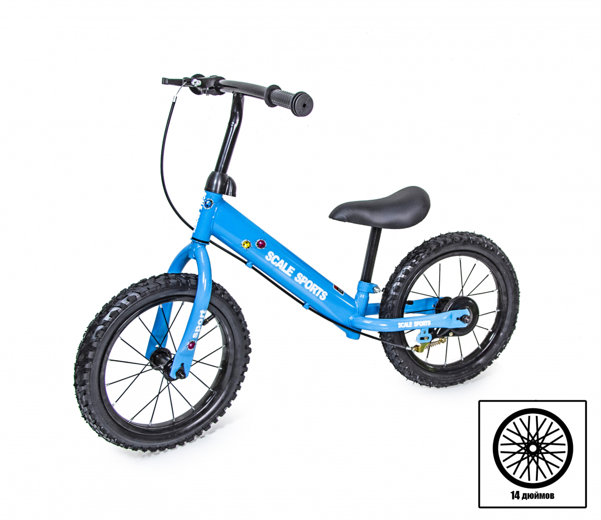 

Беговел (Велобег) детский Scale Sports 14" с надувными колесами, Салатовый