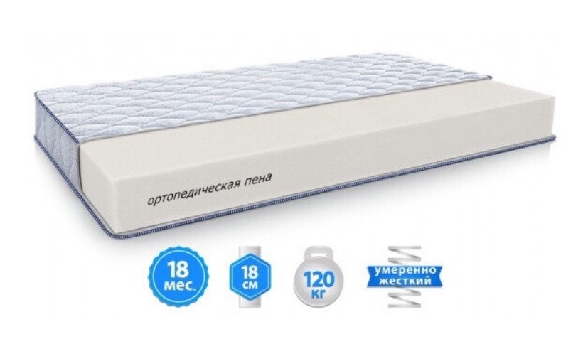 

БЕСПРУЖИННЫЙ Матрас Sleep&Fly ARGON 90x200 см 18 см ВЫСОТА, EMM Sleep&Fly Silver Edition ARGON / АРГОН , Ортопедический , Высокий, Нагрузка до 120 КГ