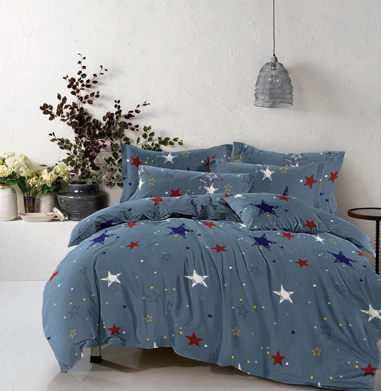 

Комплект постельного белья Облака Бязь Евро 240*220 Blue with stars