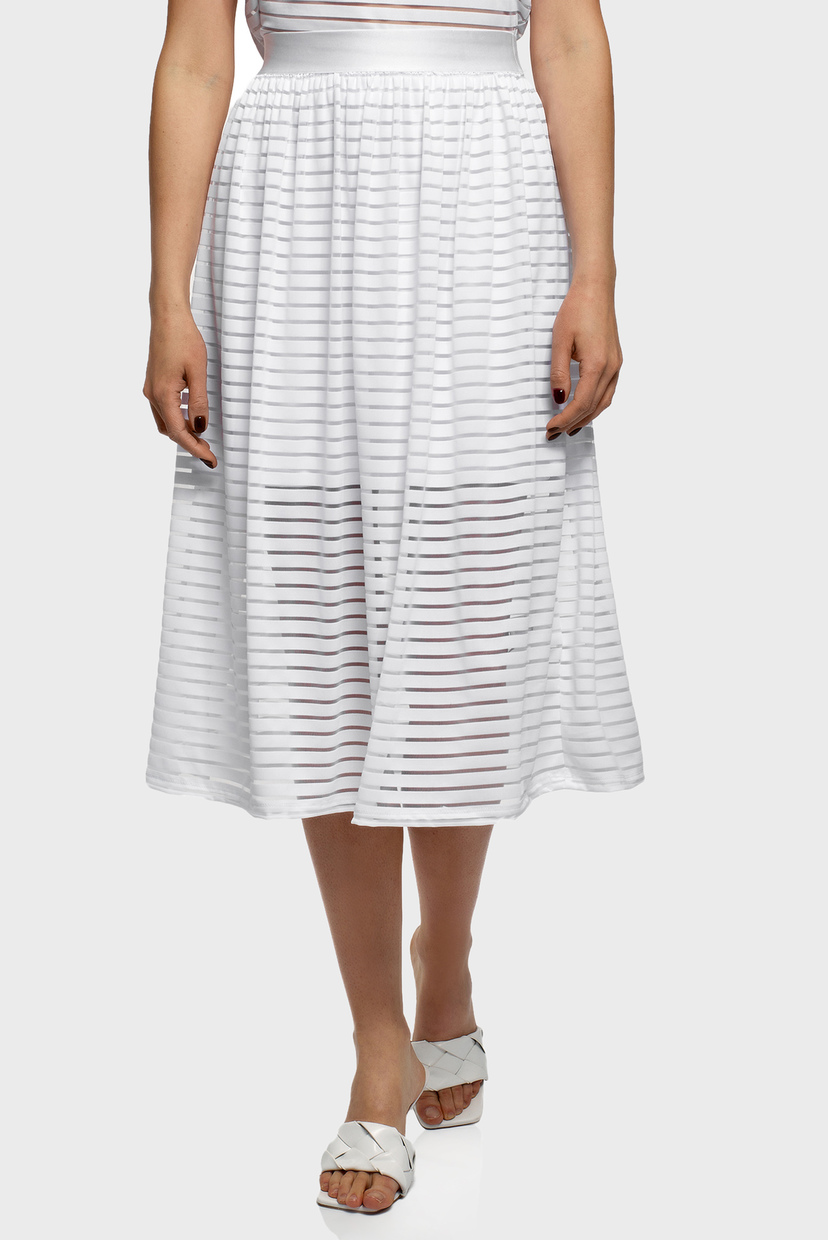 

Женская белая юбка Oodji  14102018/33520/1000N, Женская белая юбка Oodji L 14102018/33520/1000N