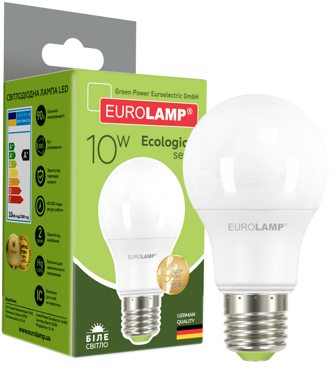Світлодіодна лампа EUROLAMP А60 10W E27 4000K (LED-A60-10274(P ...