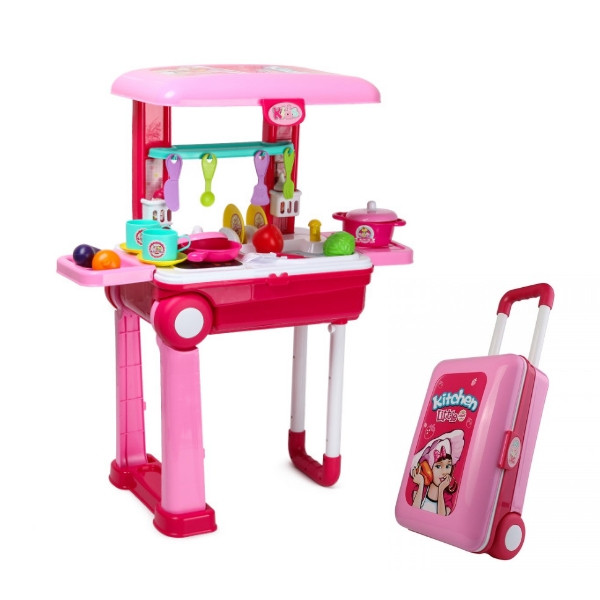 

Игровой набор Kids Kitchen Детская кухня в розовом чемодане с ручкой(73553)