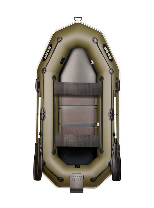 

Лодка Bark B-260NPK двухместная, гребная, привальный брус, 4 ручки, фикс.сиденья, навесной транец, слань-книжка