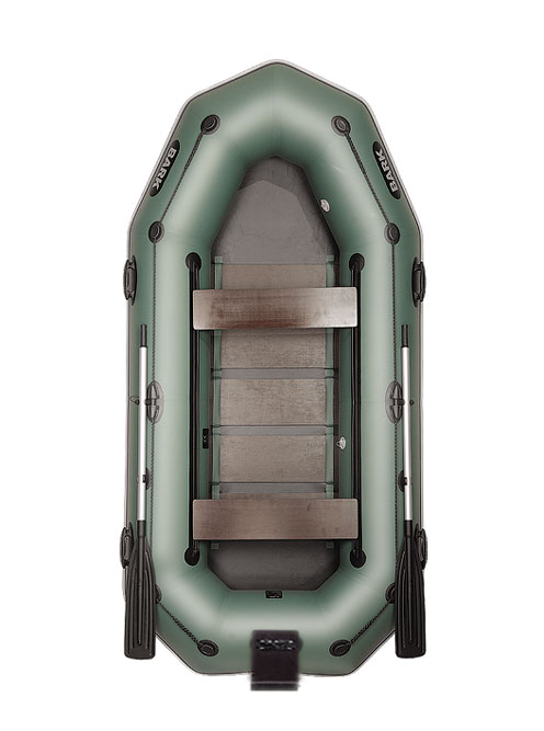 

Лодка Bark B-300NPD трехместная гребная, привальный брус, 4 ручки, передвижные сиденья, реечный настил, навесной транец