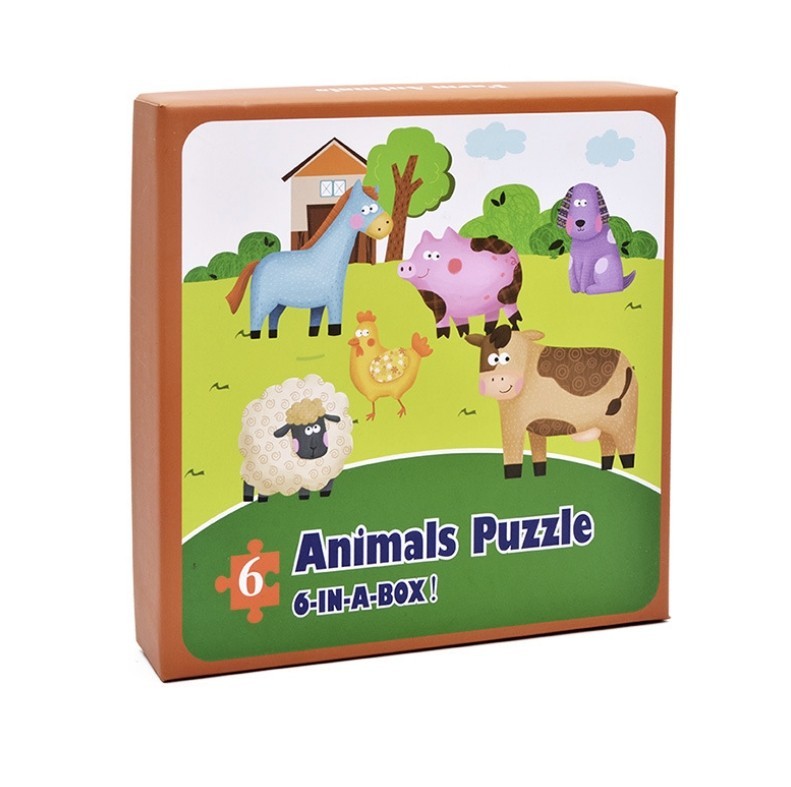 

Деревянный пазл игра Животные Animal Puzzle 6 in a box 36 элементов