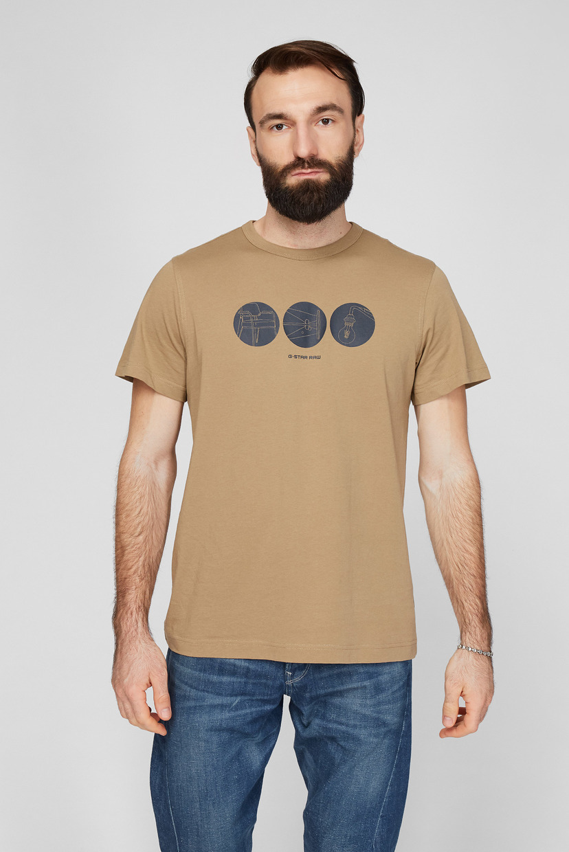 

Мужская бежевая футболка Circle object back graphic G-Star RAW M D19281,336