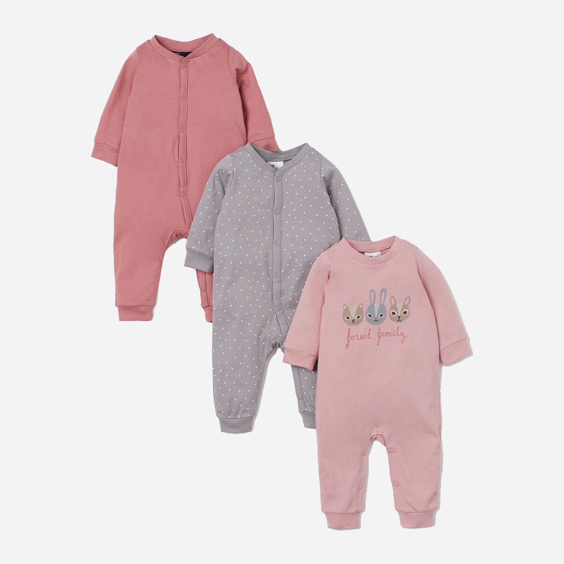 

Человечек H&M 905-7691022 80 см 3 шт Розовый/Серый