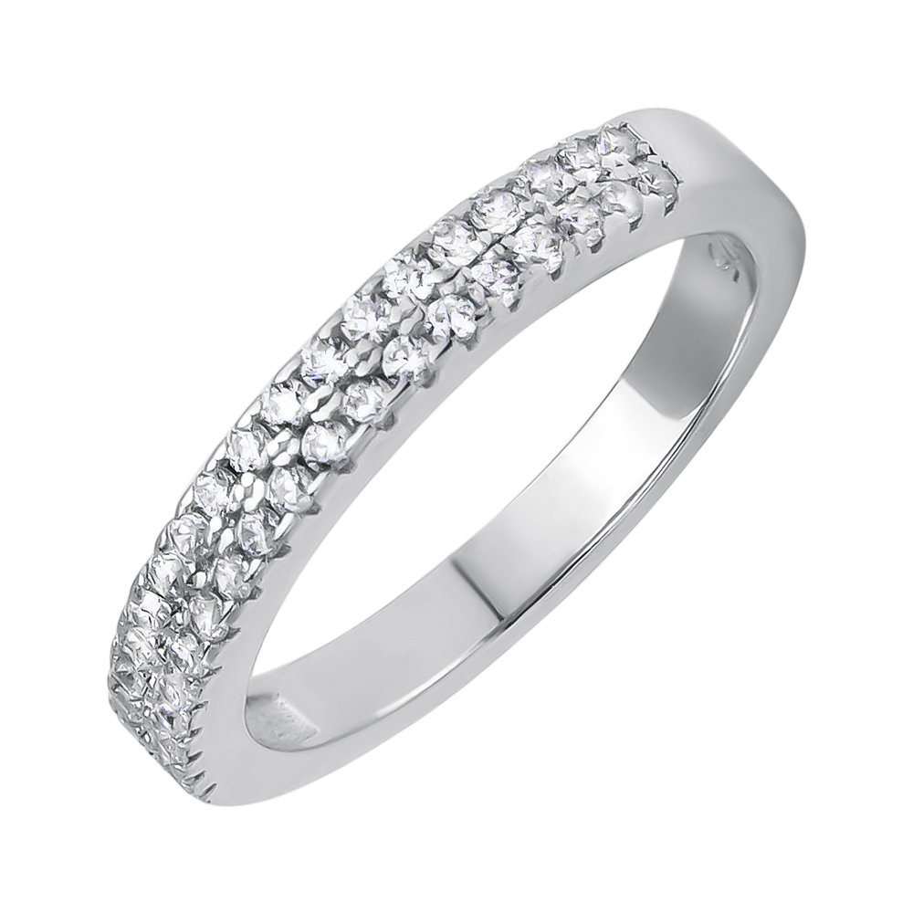 

Серебряное кольцо с дорожками фианитов 000118414 17.5 размера