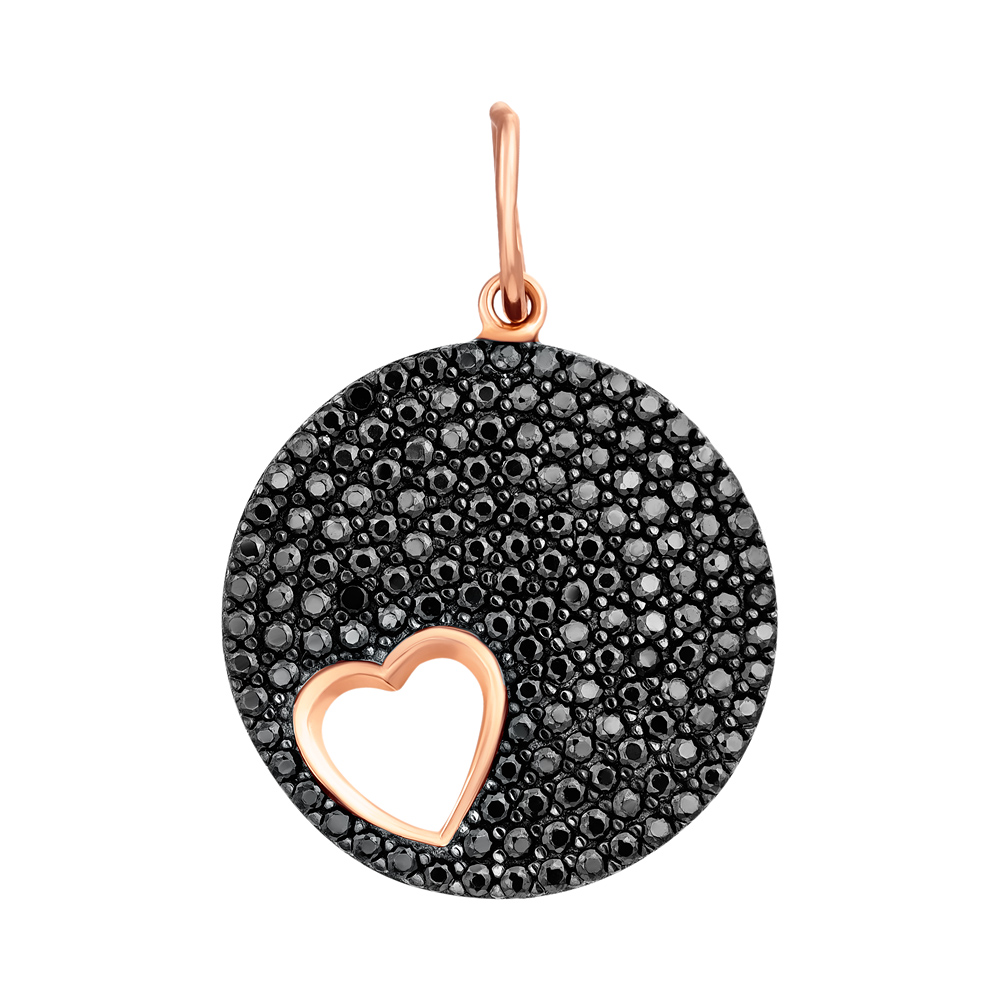 

Золотая подвеска в комбинированном цвете с черными фианитами 000093890