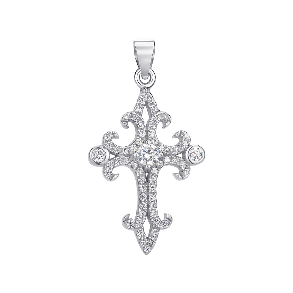 

Серебряный крестик с фианитами 000145124