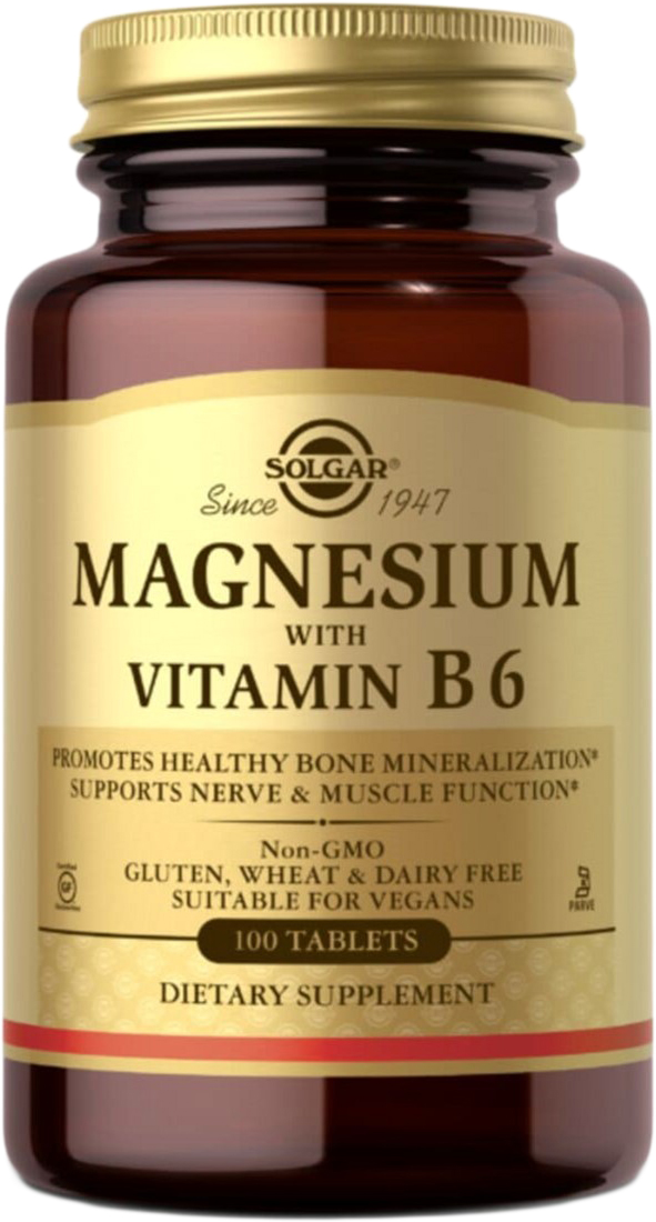 

Магний Solgar с Витамином B6, Magnesium with Vitamin B6, 100 таблеток (33984017207)