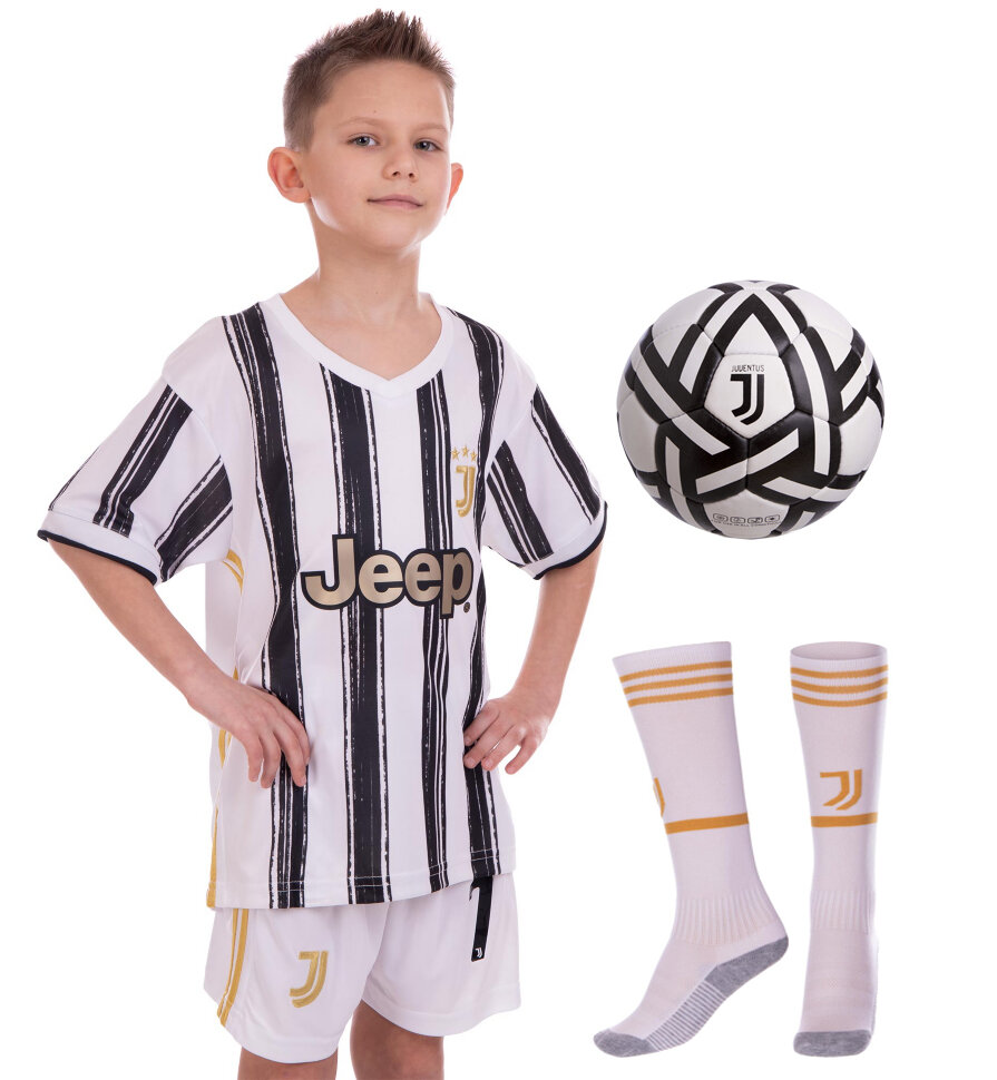 

Комплект футбольной формы детский JUVENTUS RONALDO 7 домашняя 2021 CO-3482 Размер L (рост 140-145 см)