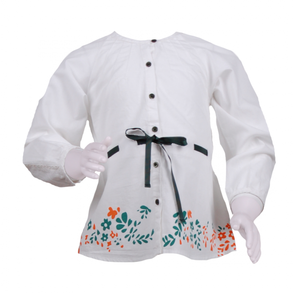

Туника с цветочным рисунком 5 лет (110 см) O 30130-white белый цвет