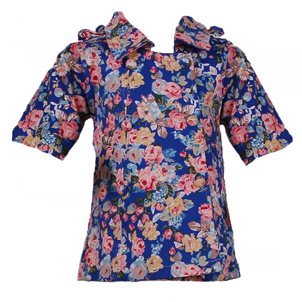 

Стильный плащ с укороченным рукавом и цветами 3 года (98 см) O 10130-blue темно синий цвет