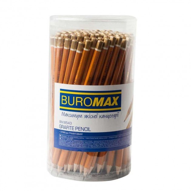 

Набор карандашей графитовых 144 шт. Buromax НB с деревянным корпусом желтого цвета без ластика (BM.8543)