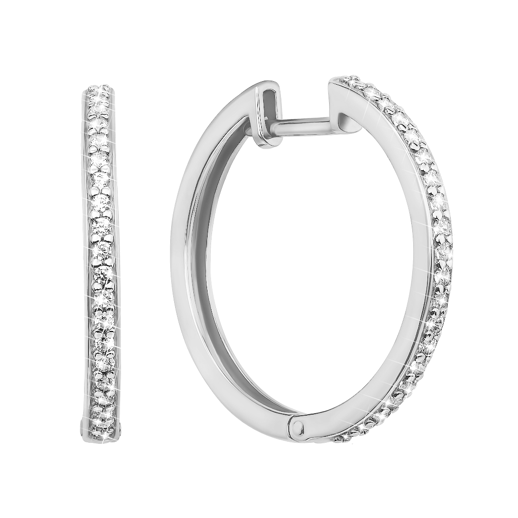 

Серьги-кольца из белого золота с фианитами, d 23мм 000101644