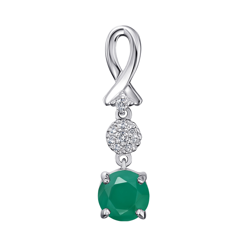 

Серебряная подвеска с изумрудом и фианитами 000146462