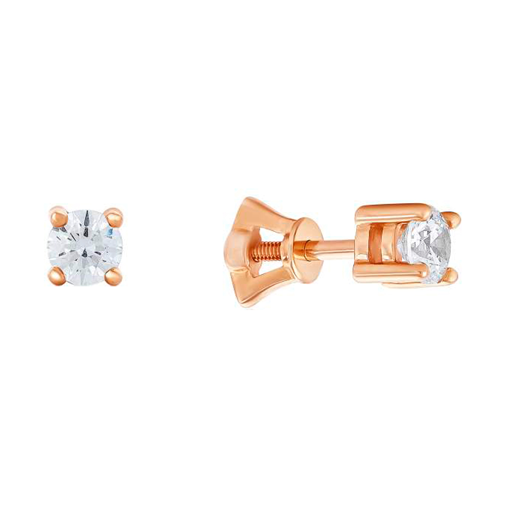 

Золотые серьги-пуссеты с цирконием Swarovski Ривьера 000035743