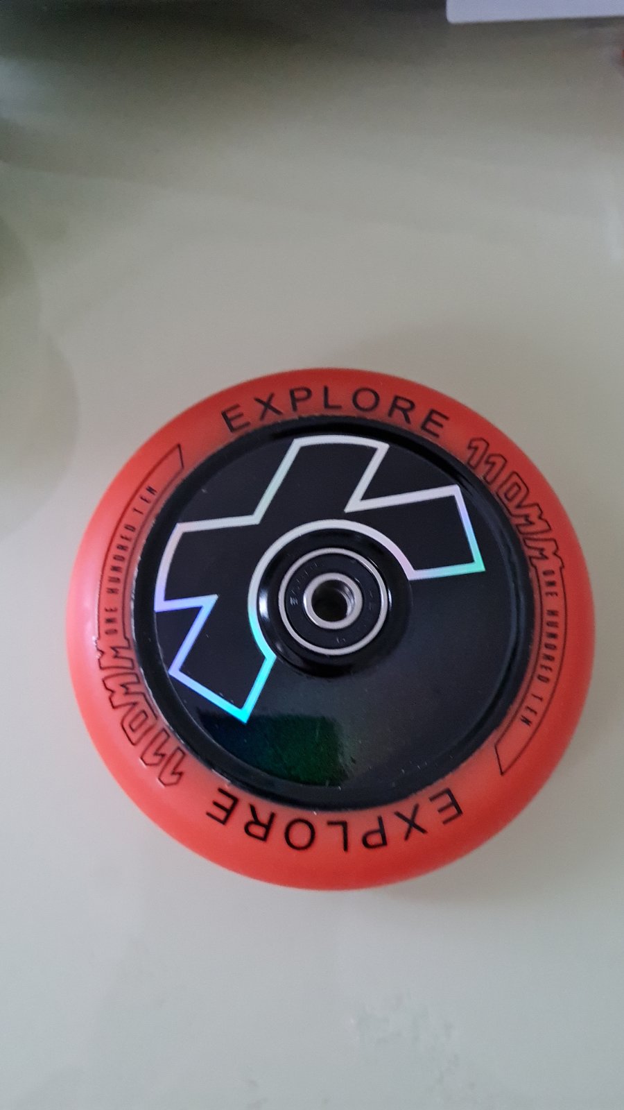 

Запасное колесо 110 мм для трюковых самокатов Explore и Freerider SCOOTER WHEEL 110 +abec 9 дюраль черное красное литое 2