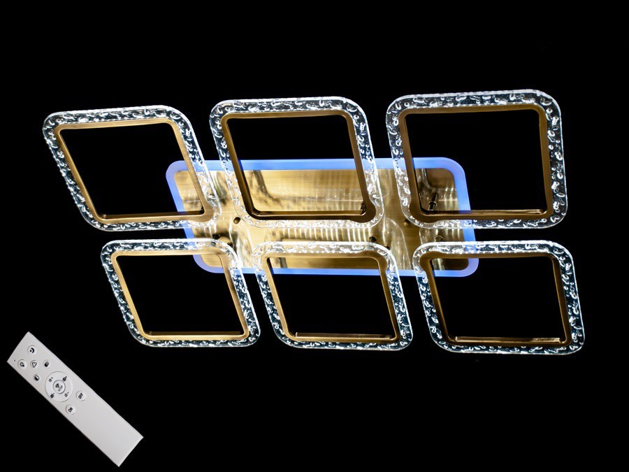 

Потолочная LED люстра AlexMosh с диммером и LED подсветкой 3-х цветов 110W цвет бронза (288)