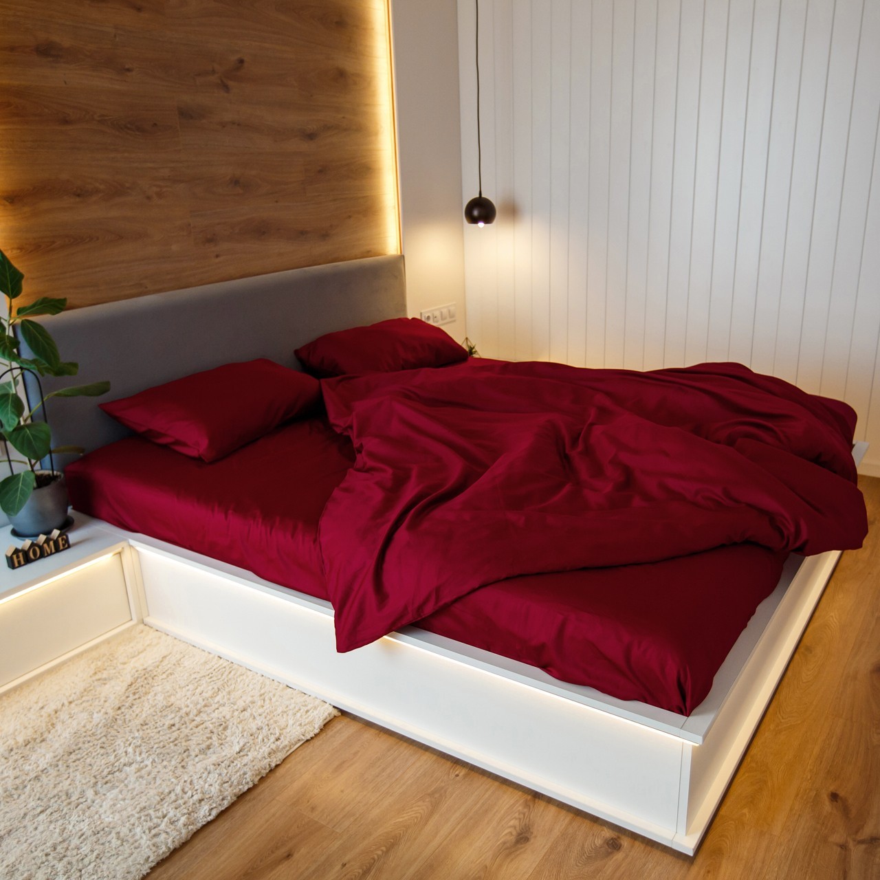 

Простынь NaviHome сатин 200х230 см бордо