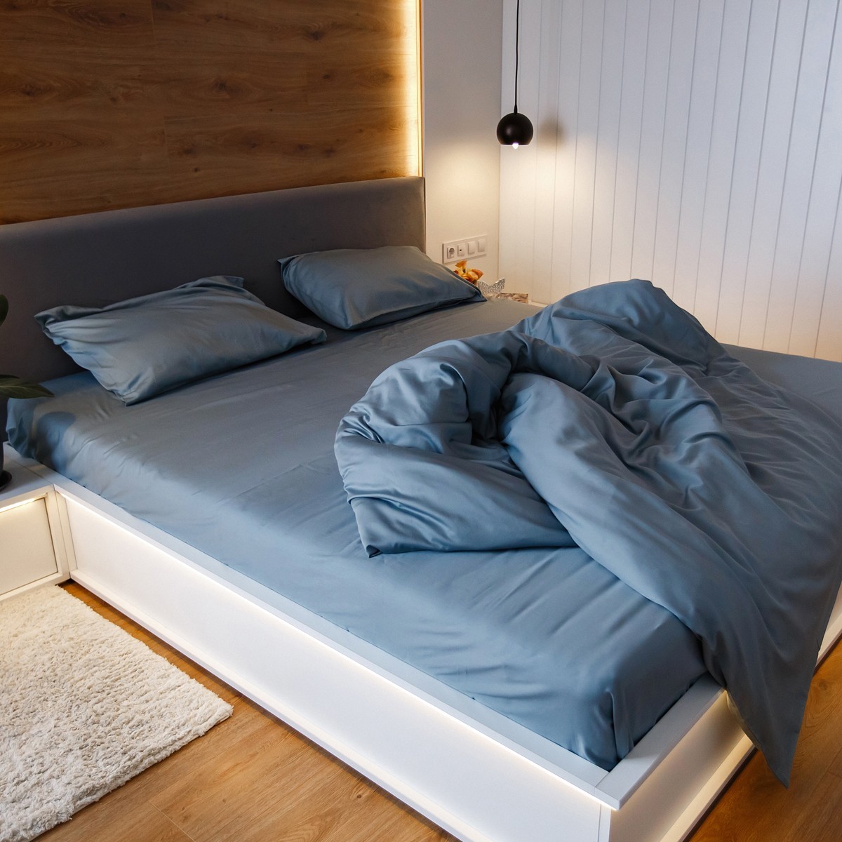 

Простынь NaviHome сатин 230х250 см Гольфстрим сине-зеленый