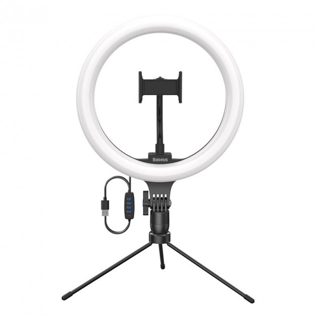 

Кольцевая LED-лампа для селфи с подставкой Baseus Live Stream Holder-table Stand (10 дюймов) Black