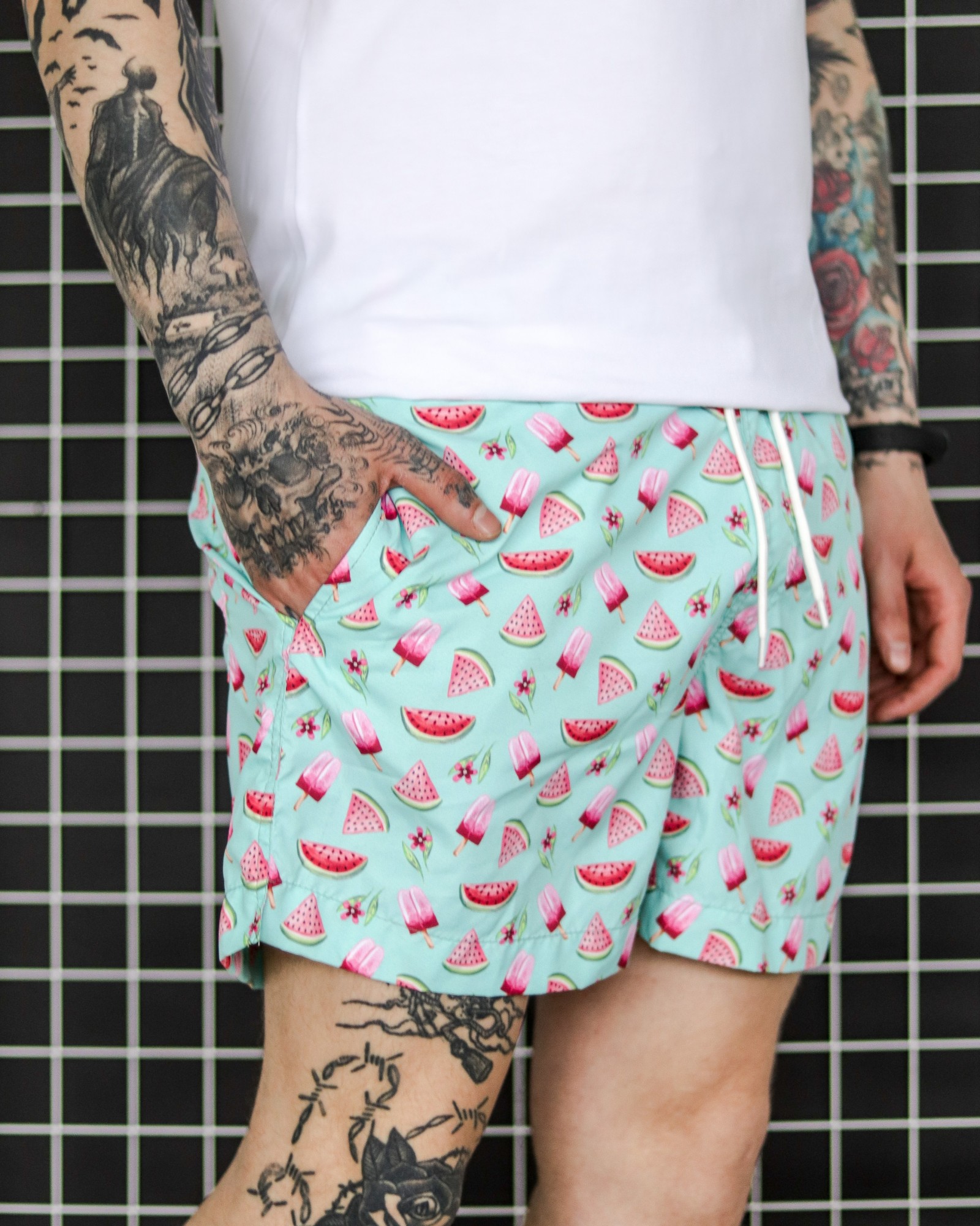 

Мужские пляжные шорты для плаванья с принтами .VDLK Watermelon L салатовые