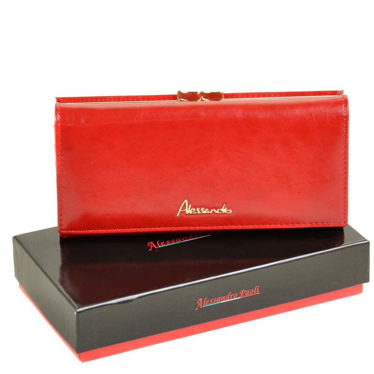 

Женский кожаный кошелек ALESSANDRO PAOLI W1 красный