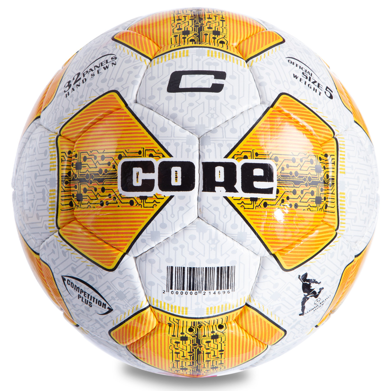 

Мяч футбольный ламинированный Core Pro Liga №5 COMPETITION PLUS 004 White-Yellow