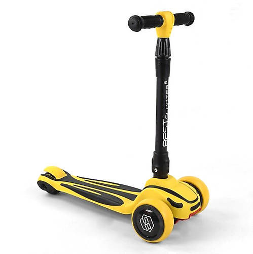

Самокат трехколесный MAXI, 3 колеса PU со светом, желтый Best Scooter (S-4788)