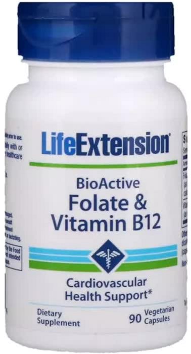 

Фолат и B12, BioActive Folate & Vitamin B12, Life Extension, 90 Вегетарианских Капсул (737870184294)