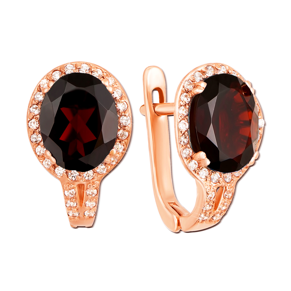 

Серьги из красного золота с гранатами и фианитами 000137381
