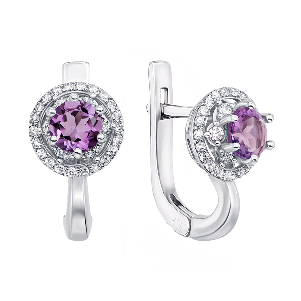 

Серебряные серьги с аметистами и цирконием 000139275