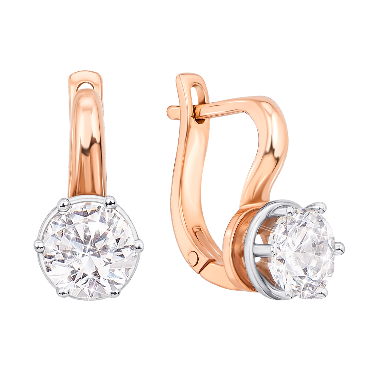 

Золотые серьги Юник в комбинированном цвете с кристаллами Swarovski