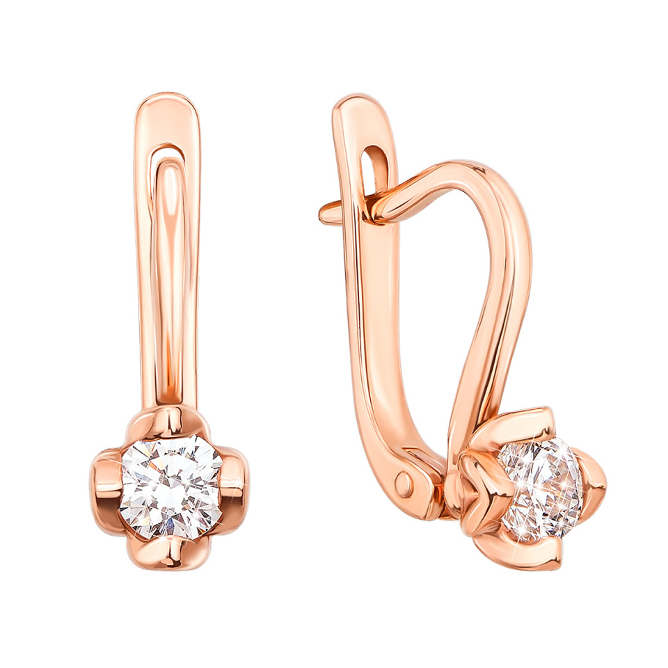 

Золотые серьги Леди Ди с кристаллом циркония Swarovski