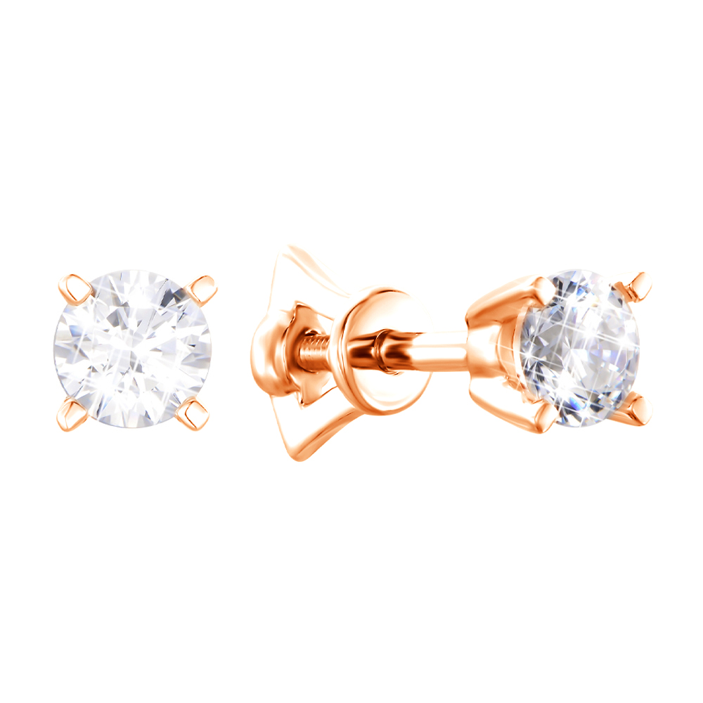 

Серьги-пуссеты из красного золота с цирконием Swarovski 000133223