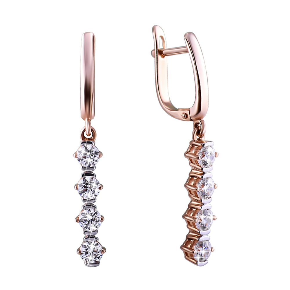 

Золотые серьги-подвески с цирконием Swarovski 000140070