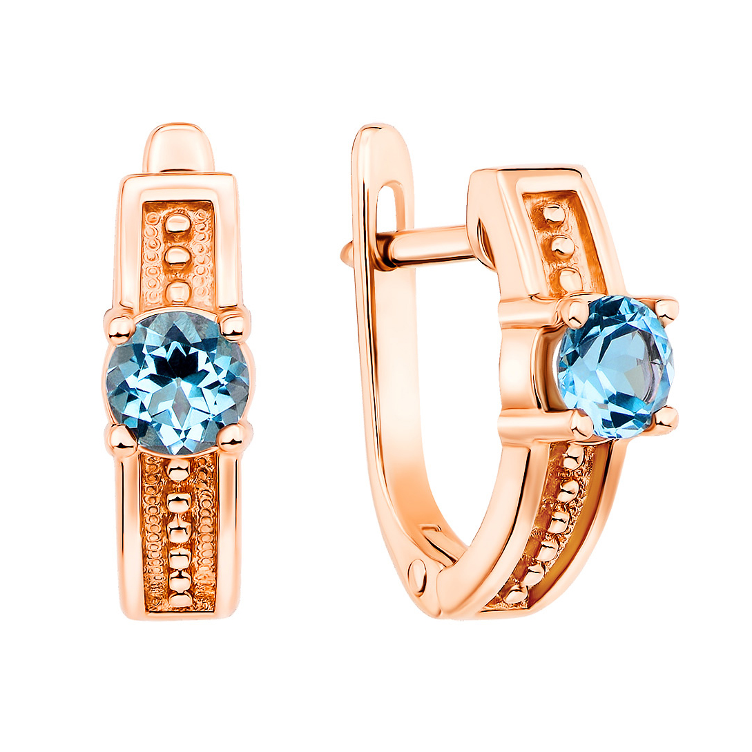 

Серьги из красного золота с голубыми топазами swiss blue 000136258