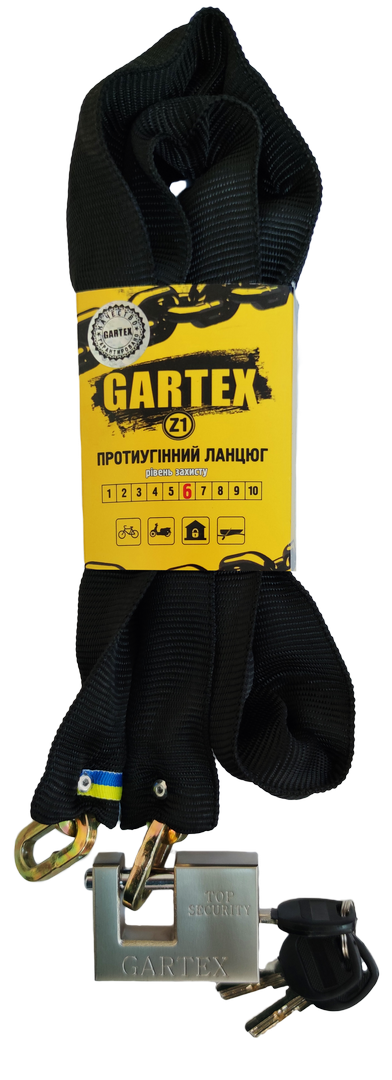 

Противоугонная цепь (велозамок) Gartex Z1 2000x6 мм 003