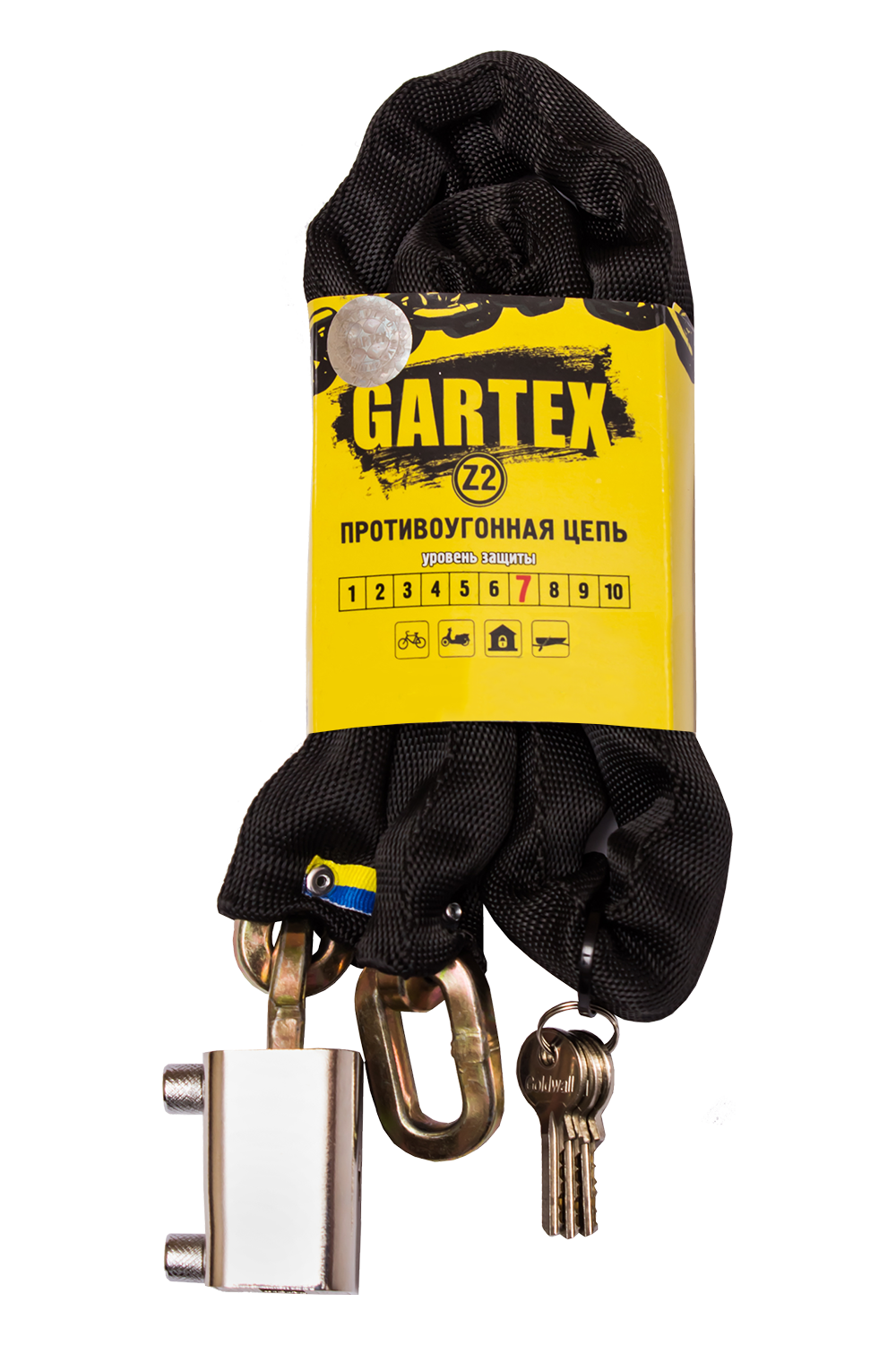 

Противоугонная цепь (велозамок) Gartex Z2 2000x8 мм 002