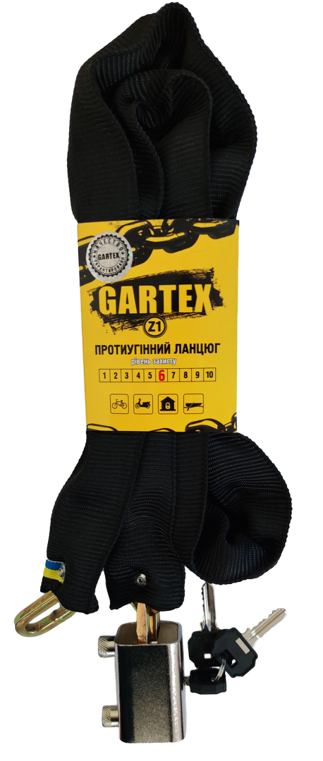 

Противоугонная цепь (велозамок) Gartex Z1 1500x6 мм 002