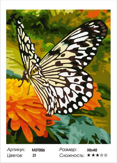 

Набір для малювання за номерами ColorArt Метелик 40x50 MST006 з підрамником
