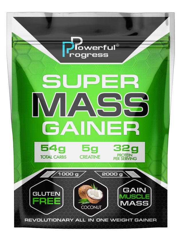 

Гейнер высокобелковый Супер Масс Powerful Progress Super Mass Gainer 2 кг кокос